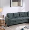 2-Piece Tufted Velvet Sectional Sofa with Chaise, Nailhead Trim, Ash Black