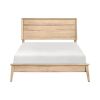 Mid-Century Modern Queen-Size Bed, Natural Oak Finish