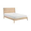 Mid-Century Modern Queen-Size Bed, Natural Oak Finish