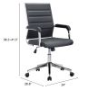 Liderato Mid-Century Modern Vinyl Office Chair - Black