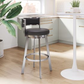 Gimsby Modern Deco Glam Swivel Barstool - Black