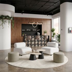 Rahat White Modern Channeled Polyester Accent Chair