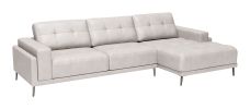 Bliss Modern Genuine Leather Sectional with Steel Legs
