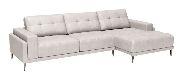 Bliss Modern Genuine Leather Sectional with Steel Legs