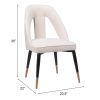 Artus Modern Glam Teddy Fabric Dining Chair with Steel Frame