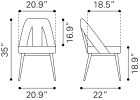 Artus Contemporary Teddy Fabric Dining Chair with Steel Frame