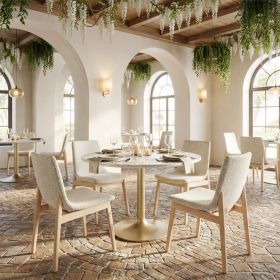 Ithaca Modern Marble Pedestal Dining Table