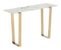 Modern Faux Marble Console Table with Gold Geometric Base