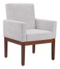 Senzil Ivory Modern Deco Fabric Dining Chair with Arms