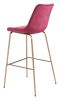 Tony Red & Gold Glam Velvet Barstool with Steel Frame