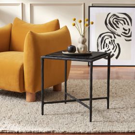 Cloe Black Modern Cast Glass Side Table