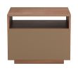 Slit Natural Modern Rubberwood & MDF Nightstand