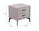 Modern Gray Two-Drawer Fabric Accent Side Table
