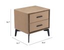 Modern Brown Two-Drawer Polyester Side Table with Steel Frame
