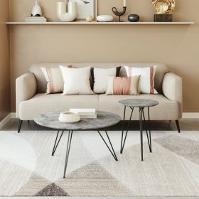 Kerris Modern Laminated MDF Coffee Table Set - Gray & Black