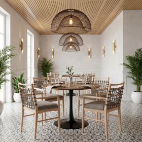 Opus Modern Brown & Black Floating Disc Pedestal Dining Table