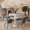 Opus White Modern Floating Disc Pedestal Dining Table