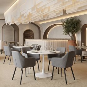 Opus White Modern Floating Disc Pedestal Dining Table