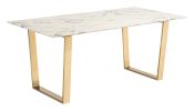 Atlas Modern Faux Marble Dining Table with Gold Geometric Base