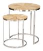 Bari Modern Acacia Wood Coffee Table Set with Steel Frame