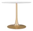 Opus White & Gold Modern Floating Disc Pedestal Dining Table