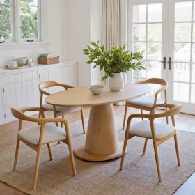 Disque Natural Modern Rubberwood Dining Table