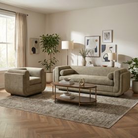 Sereneu Green Tweed Modern Polyester Accent Chair