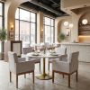 Senzil Ivory Modern Deco Fabric Dining Chair with Arms
