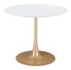Opus White & Gold Modern Floating Disc Pedestal Dining Table