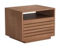 Slit Natural Modern Rubberwood & MDF Nightstand
