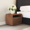 Slit Natural Modern Rubberwood & MDF Nightstand