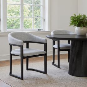 Anasa Modern Gray Dining Chair – Polyester Fabric & Rubberwood