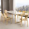 Atlas Modern Faux Marble Dining Table with Gold Geometric Base