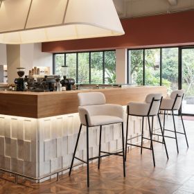 Bremor Modern Vinyl Barstool with Steel Frame