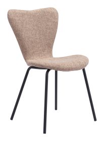 Tollo Taupe Modern Deco Dining Chair with Electroplated Steel Frame