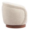 Vinta Beige Modern Polyester Swivel Chair with Elm Wood