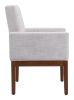 Senzil Ivory Modern Deco Fabric Dining Chair with Arms