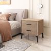 Modern Brown Two-Drawer Polyester Side Table with Steel Frame