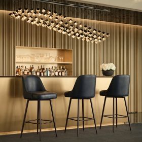 Keppel Modern Swivel Vinyl Barstool - Black & Bronze
