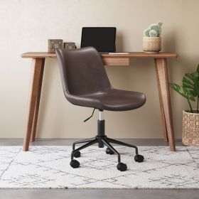 Byron Mid-Century Modern Vinyl Office Chair - Brown