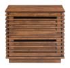 Linea Scandinavian Modern Fir Wood Two-Drawer End Table - Walnut