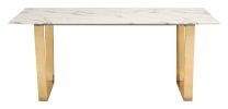 Atlas Modern Faux Marble Dining Table with Gold Geometric Base