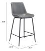 Byron Mid-Century Modern Vinyl Counter Stool - Gray