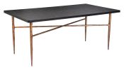 Modern Glam Black Laminate MDF Table with Textured Steel Base
