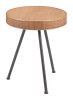 Stuart Natural Modern Wood & Rattan Side Table with Steel Frame