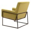 Modern Deco Olive Velvet Accent Chair with Steel Base