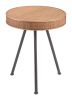 Stuart Natural Modern Wood & Rattan Side Table with Steel Frame