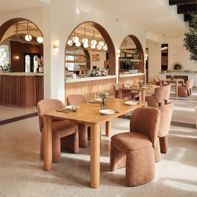 Eazy Modern Natural Rubberwood Dining Table with Wood Veneer Top