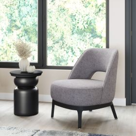 Mistley Modern Gray Vinyl Accent Chair with Wood Base
