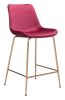 Tony Red & Gold Glam Velvet Counter Stool with Steel Frame